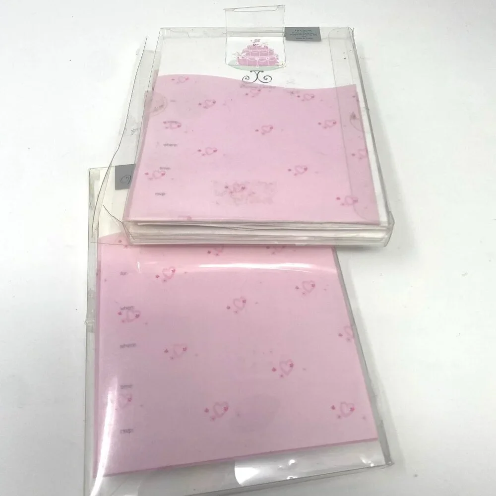 Vivian Claire 2 Pack Pink Birthday Cake Party Invitations Envelopes Vellum Inser